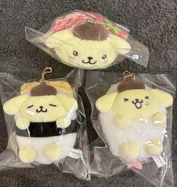 새상품 폼폼푸딩 스시 무니구루미 봉제 인형 마스코트 3개 세트