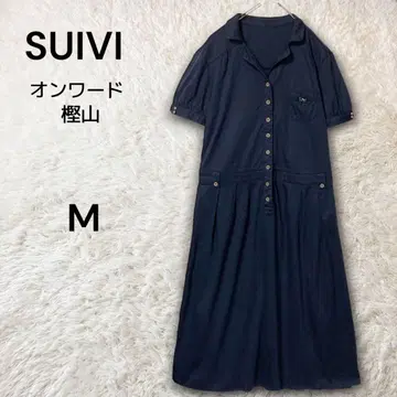 SUIVI 온워드 카시야마 오픈 카라 종아리 기장 원피스 미니 포켓 M