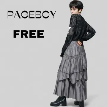 PAGEBOY 페이지 보이 프릴 티어드 스커트 그레이 차콜