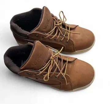 VANS 반스 천연 가죽 하이컷 통굽 워크 신발 부츠 브라운 26cm