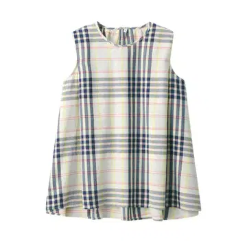 MUJI 무인양품 마드라스 체크 크루넥 슬리브리스 블라우스 S 사이즈