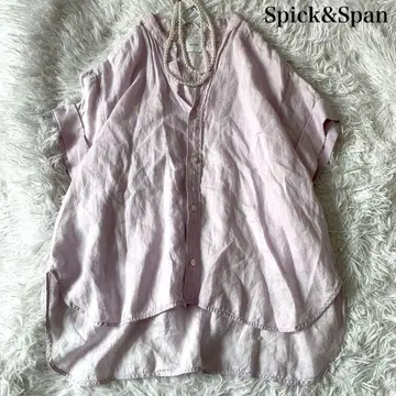 Spick&Span 린넨 100% 오버 사이즈 스키퍼 셔츠 V넥