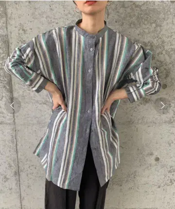 select MOCA by son 린넨 멀티 스트라이프 오버 셔츠