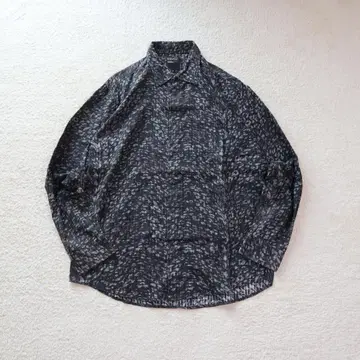 올 패턴 셔츠 긴팔 블랙 검정 계열 2XL 포켓 빈티지 애니멀