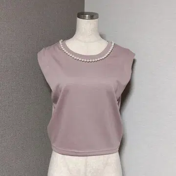 로얄 파티 펄 턱 슬리브 탑 더스티 핑크 계열