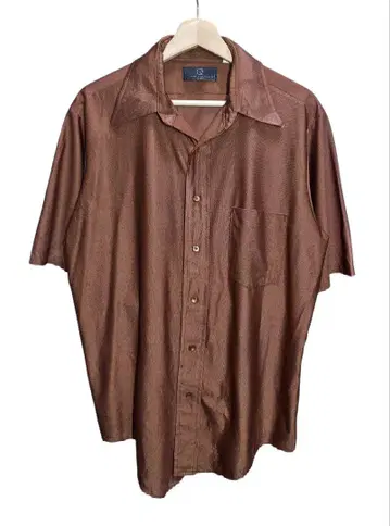 70s VAN HEUSEN 반팔 셔츠 광택 브라운