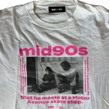 1990년대 중반 스타일의 바람과 바다 디자인 티셔츠 XL