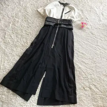 사카이 사카이 롱 원피스 도킹 지퍼 벨트 화이트 블랙