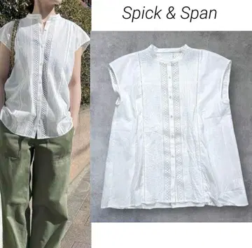 스픽 앤 스팬 케미컬 레이스 스탠드 카라 블라우스 셔츠