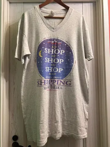 90s 강렬한 메시지 V넥 티셔츠 MALL OF AMERICA 그레이