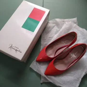 Ginza Kanematsu 오렌지 핑크 에나멜 펌프스 21cm