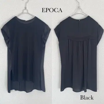 EPOCA 새틴 콤비 컷 티셔츠 블랙