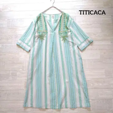 TITICACA 티티카카 슬릿 자수 7부 소매 원피스 F