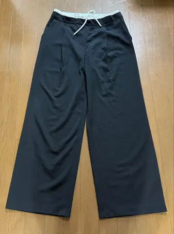 자라 블랙 더블 허리 와이드 팬츠 L