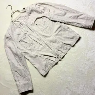 스타일미 린넨 혼방 집업 자켓 노카라 베이지 계열 일본제