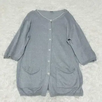 마가렛 호웰 린넨 실크 혼방 가디건 스카이블루 7부 기장