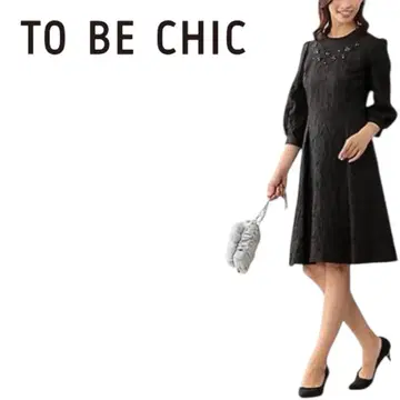 TO BE CHIC 비쥬 스탠드 카라 원피스 꽃무늬 자카드 새상품