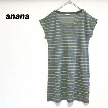anana 아나나 반팔 티셔츠 컷소 보더 그레이 그린 M