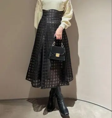 dazzlin 시어 체크 코르셋 스커트