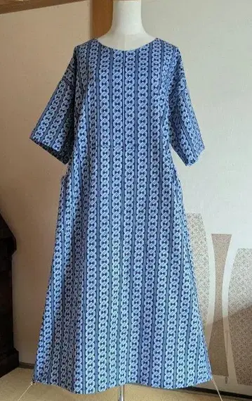 유카타 리메이크 반팔 개더 원피스