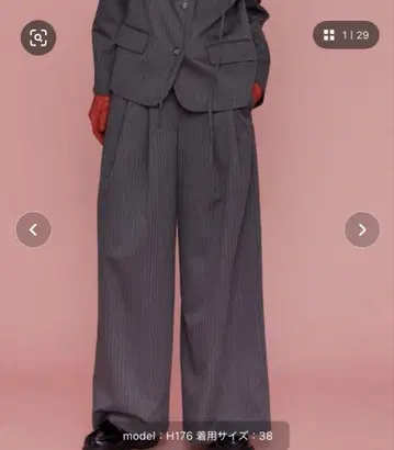 메종 스페셜 모티브 슈퍼 와이드 더블 허리 팬츠 36