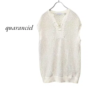 quaranciel 아일렛 스키퍼 레이스업 프렌치 썸머 니트 화이트