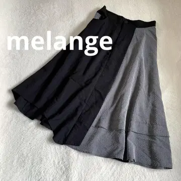 melange 멜랑주 절개 스커트 롱 비대칭 블랙