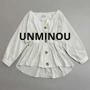 UNMINOU 안미누 페플럼 자켓 화이트 블라우스 린넨풍