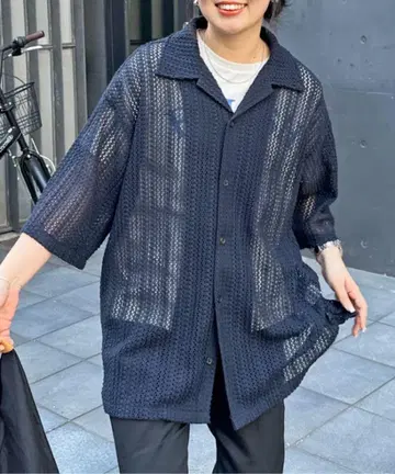 cpcm 모듬 레이스 셔츠 네이비 S 사이즈