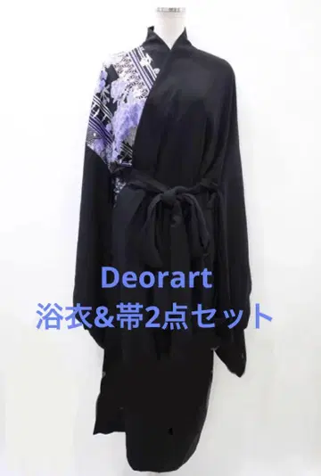 Deorart(디오라토) 유카타&오비 일본풍 패턴 절개 2개 세트