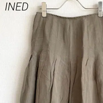 INED 미디 스커트 플레어 스커트 심플 마 혼방 안감 부착 예쁜