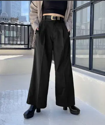 PAGEBOY 교직 트윌 와이드 팬츠