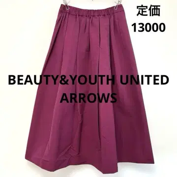 택 포함 UNITED ARROWS 플레어 스커트 퍼플 프리 사이즈