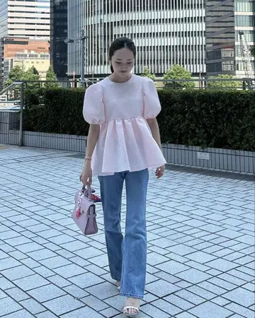 불레아 자카드 블라우스 핑크