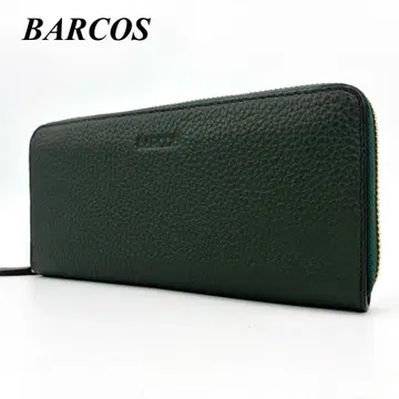 미사용급 BARCOS 바르코스 라운드형 장지갑 그린 가죽
