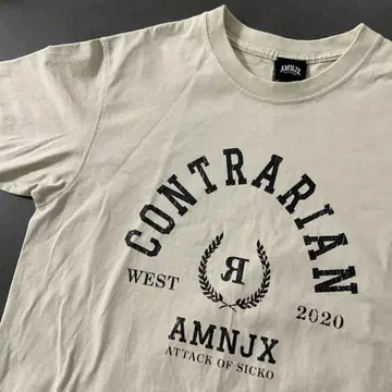 AMNJX CONTRARIAN 티셔츠 베이지  히라모토 렌 팝업