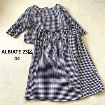 23구 ALBIATE 이탈리아 원단 스커트 셋업 화이트 네이비 체크