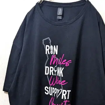 길단 와인 영문 로고 티셔츠 블랙 검정 2XL 구제 의류