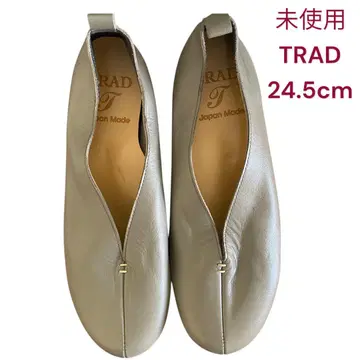 미사용 TRAD 가죽 플랫 발레 슈즈 가죽 신발 24.5cm