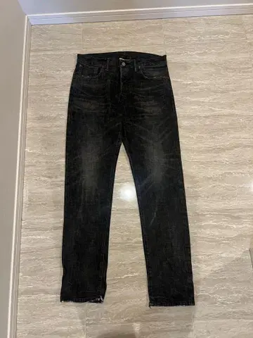 랄프 로렌 남성용 블랙 데님 슬림 핏 팬츠