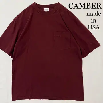 CAMBER finest USA제 가슴 포켓 티셔츠 무지 버건디