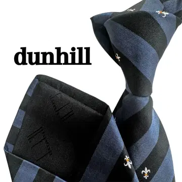 던힐 dunhill 블루 블랙 스트라이프 남성용 넥타이 실크 소재