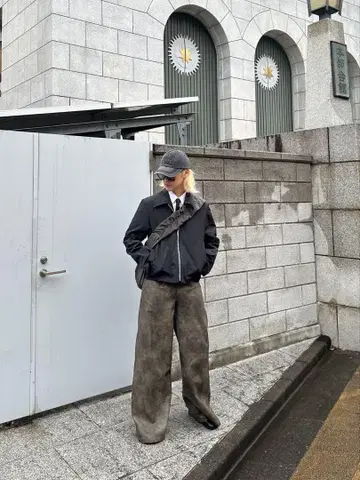 used 페이크 와이드 가죽 팬츠
