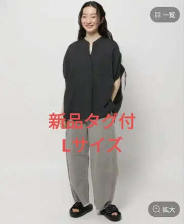 niko and COMFORT 린넨 밴딩 블라우스 블랙 L 사이즈