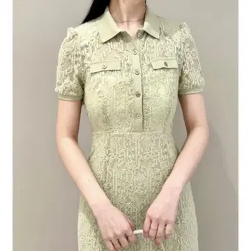 SNIDEL 레이스 폴로 원피스 민트 0 사이즈