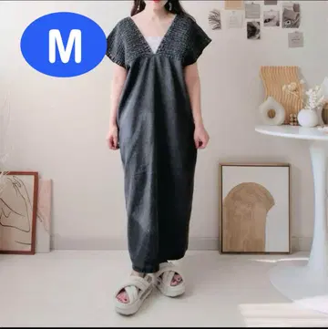 시마무라 데님 셔링 원피스 블랙 M 사이즈