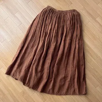 ICHI Antiquites 히가시타키 린넨 글렌체크 개더 스커트