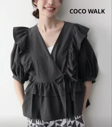 COCO WALK 프릴 카슈쿨 블라우스 리본