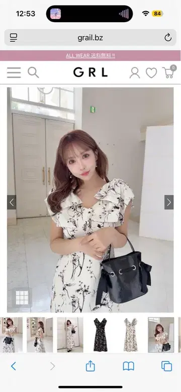 꽃무늬 숄더 리본 원피스 [pm585