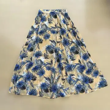 리프 무늬 롱 스커트